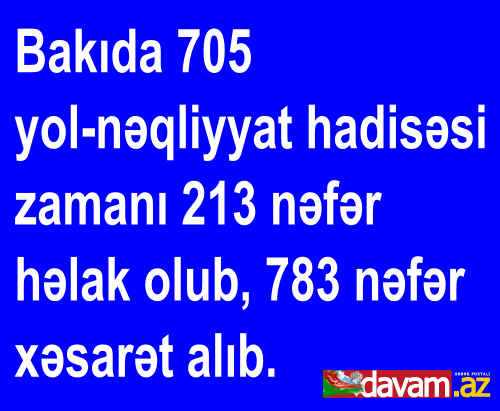 Bu il Bakıda qeydə alınan yol hərəkəti qaydalarının pozuntusu ilə bağlı statistika açıqlanıb