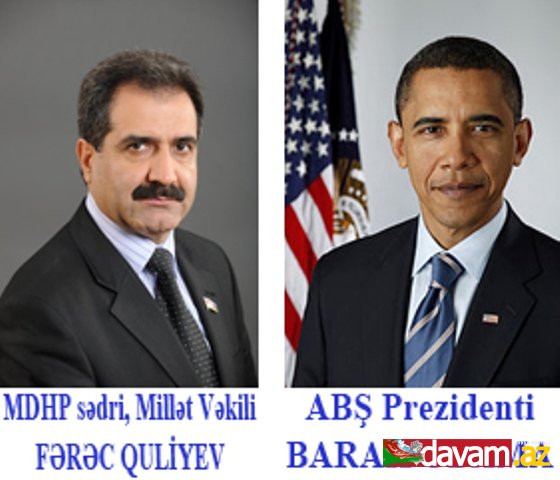 MDHP sədri, Millət Vəkili Fərəc Quliyev Obamanı təbrik edib.