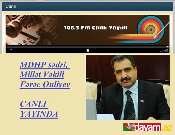 MDHP sədri, Millət Vəkili Fərəc Quliyev Xocalı soyqırımını canlı yayında dəyərləndirir./SƏS YAZISI