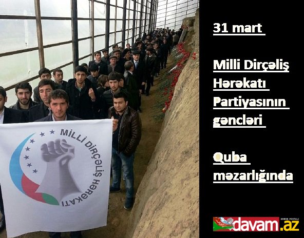 31 Mart - Ümummilli Matəm Günündə MDHP gəncləri Quba toplu məzarlığını ziyarət ediblər./ FOTOLENT