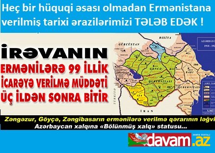 İrəvanın ermənilərə 99 illik icarəyə verilmə müddəti bitir