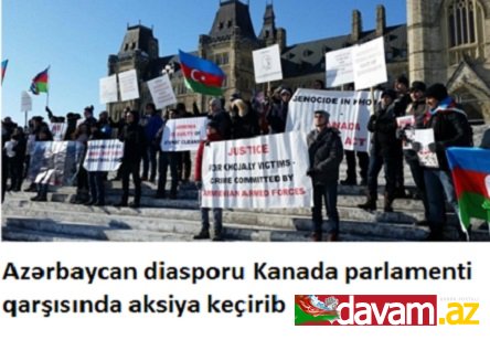 Azərbaycan diasporu Kanada parlamenti qarşısında aksiya keçirib