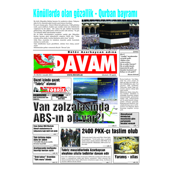 “Davam” qəzetinin 1 noyabr tarixli sayı