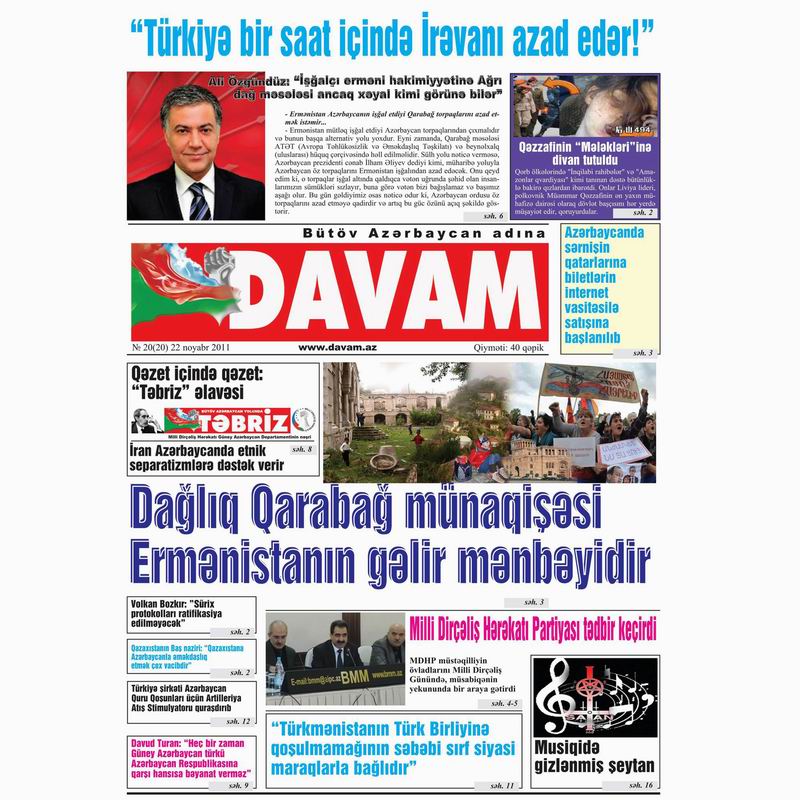 “Davam” qəzetinin 22 noyabr tarixli sayı