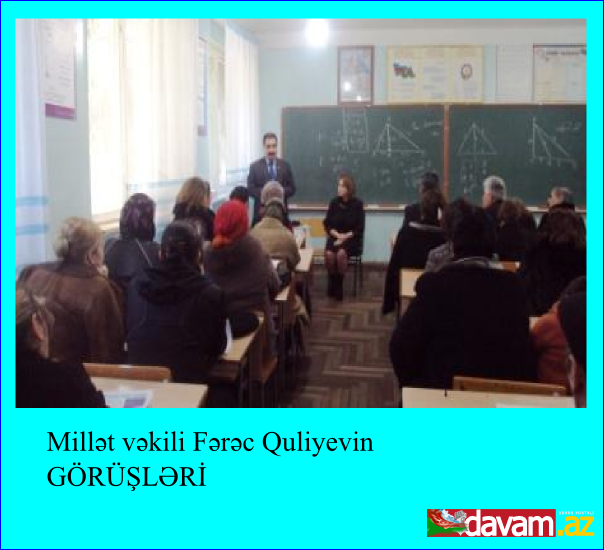 Milli Dirçəliş Hərəkatı Partiyasının sədri,  Millət Vəkili Fərəc Quliyevin seçıcılərlə görüşü