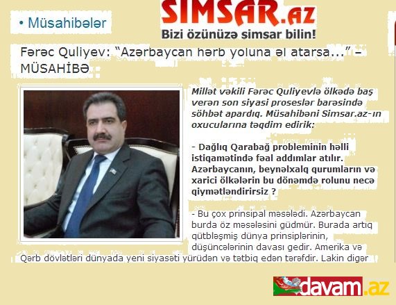 Fərəc Quliyev: “Azərbaycan hərb yoluna əl atarsa...” – MÜSAHİBƏ