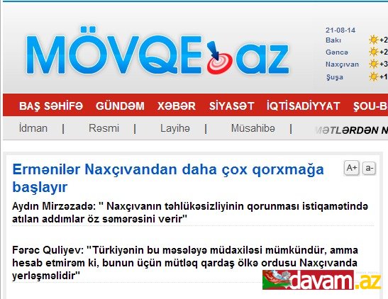 Ermənilər Naxçıvandan daha çox qorxmağa başlayır