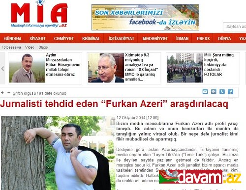 Jurnalisti təhdid edən *Furkan Azeri* araşdırılacaq