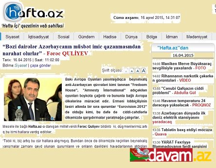 Fərəc QULİYEV: - Bəzi dairələr Azərbaycanın müsbət imic qazanmasından narahat olurlar