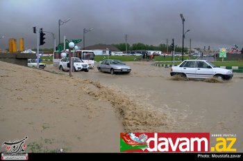 Yağış Urmiyada həyatı iflic etdi (fotolar)