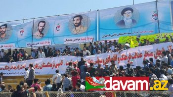 Təbrizdə əhali Iran prezidentini milli şüarlar, qırmızı kart və plakatlarla qarşıladı (foto, video)