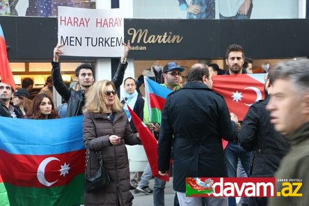 İstanbulda İranın baş konsulluğu qarşısında fars irqçiliyinə qarşı aksiya keçirilib