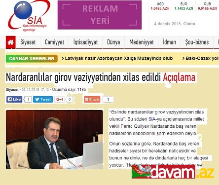 Nardaranlılar girov vəziyyətindən xilas edildi Açıqlama