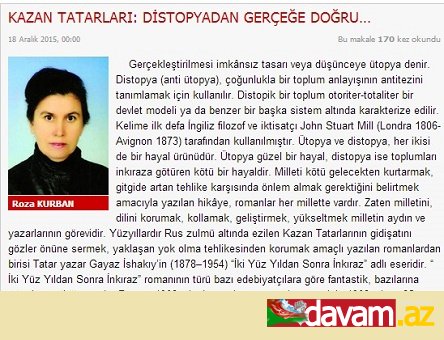 KAZAN TATARLARI: DİSTOPYADAN GERÇEĞE DOĞRU…