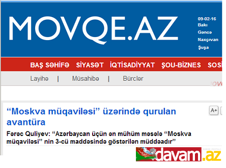 Fərəc Quliyev: “Azərbaycan üçün ən mühüm məsələ “Moskva müqaviləsi” nin 3-cü maddəsində göstərilən müddəadır”