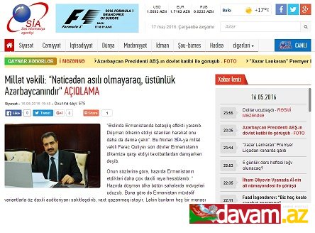 Millət vəkili: “Nəticədən asılı olmayaraq, üstünlük Azərbaycanındır