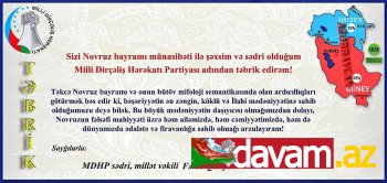 MDHP sədri, millət vəkili Fərəc QULİYEVİN Azərbaycan xalqına TƏBRİKİ