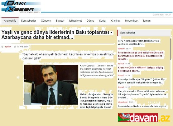 Yaş­lı və gənc dün­ya li­der­lə­ri­nin Ba­kı top­lan­tı­sı - Azər­bay­ca­na da­ha bir eti­mad...