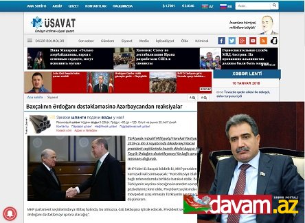 Baxçalının Ərdoğanı dəstəkləməsinə Azərbaycandan reaksiyalar