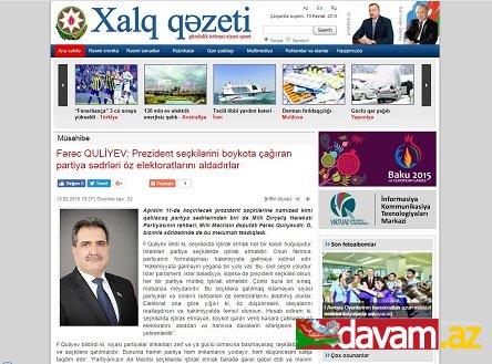 Fərəc QULİYEV: Prezident seçkilərini boykota çağıran partiya sədrləri öz elektoratlarını aldadırlar