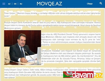 Fərəc Quliyev: “Ölkəmizin başqa dövlətlər, o cümlədən ABŞ-dan silah alması bölgədə sabitliyə xidmət edən faktorlardan biridir”