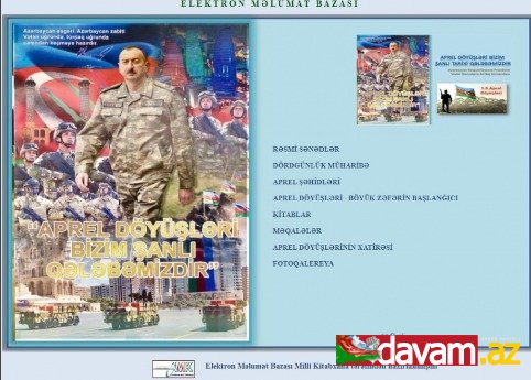 Milli Kitabxana “Aprel döyüşləri bizim şanlı qələbəmizdir” adlı elektron məlumat bazasını virtual rejimdə oxuculara təqdim edib