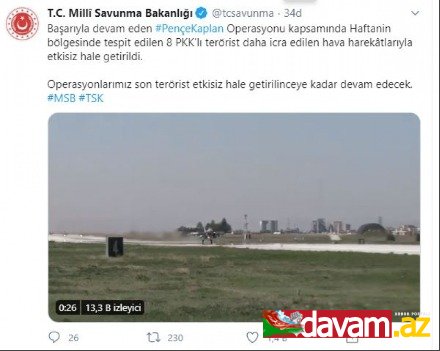 İraqın şimalında 8 PKK terrorçusu məhv edilib