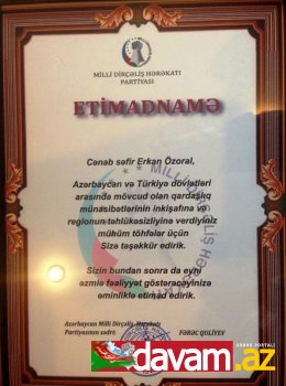 Fərəc Quliyev dörd səfirə etimadnamə və təşəkkür məktubları təqdim etdi.