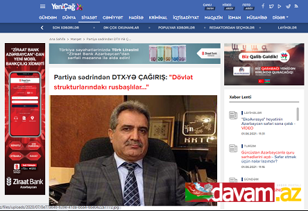 Partiya sədrindən DTX-YƏ ÇAĞIRIŞ: 