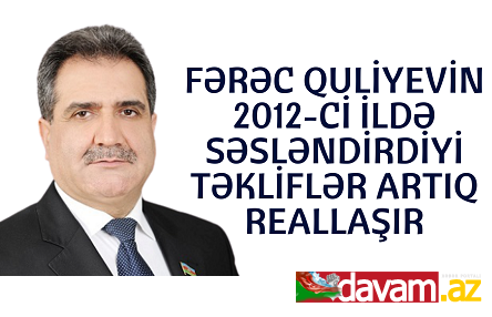 Fərəc Quliyevin 2012-ci ildə Səsləndirdiyi təkliflər artıq reallaşır