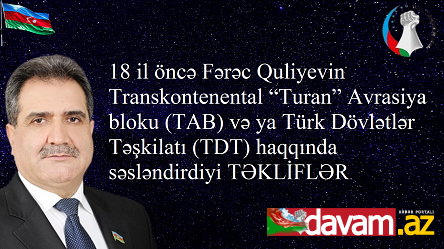 18 il öncə Fərəc Quliyevin TAB və ya Türk Dövlətlər Təşkilatı haqqında səsləndirdiyi TƏKLİFLƏR